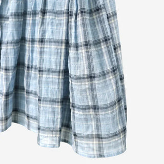 [2 colors] Chikura Round Collar Check Shirt Blouse