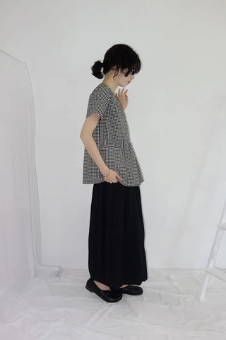 [3 colors] Henley neck pocket blouse