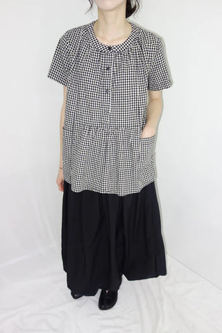 [3 colors] Henley neck pocket blouse