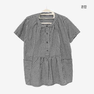 [3 colors] Henley neck pocket blouse