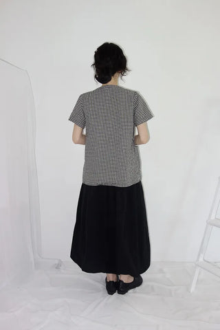 [3 colors] Henley neck pocket blouse