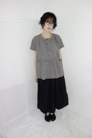 [3 colors] Henley neck pocket blouse