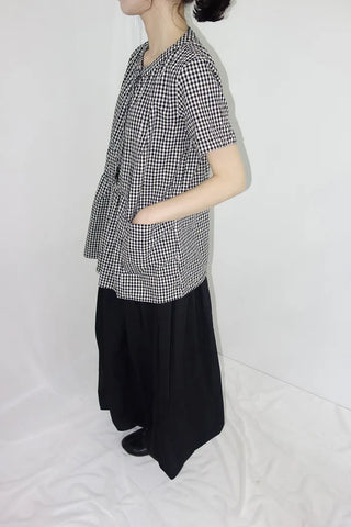 [3 colors] Henley neck pocket blouse