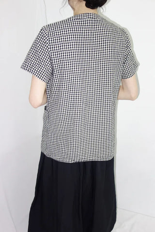 [3 colors] Henley neck pocket blouse