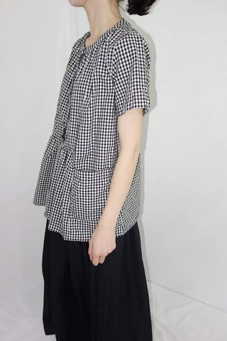 [3 colors] Henley neck pocket blouse