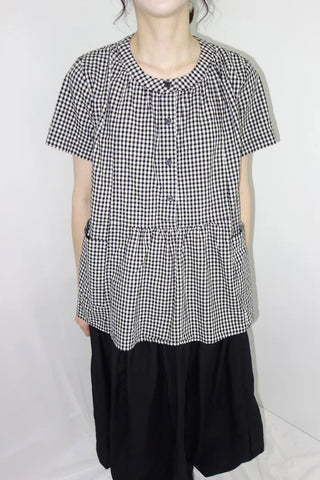 [3 colors] Henley neck pocket blouse