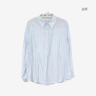 [4 colors] Shara See-through Stripe Strap Shirt