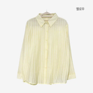 [4 colors] Shara See-through Stripe Strap Shirt