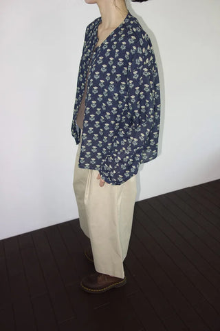 Leaf Round Neck Flower Shirt