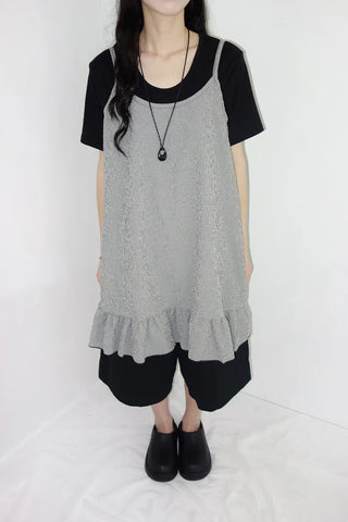 [3 colors] Mate Check Frillless Dress