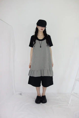 [3 colors] Mate Check Frillless Dress