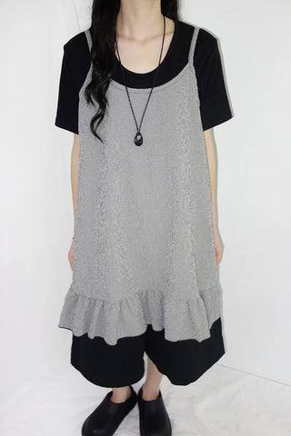 [3 colors] Mate Check Frillless Dress