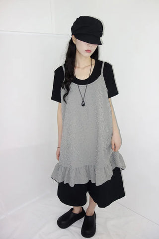 [3 colors] Mate Check Frillless Dress