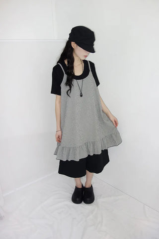 [3 colors] Mate Check Frillless Dress
