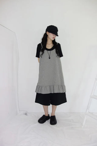 [3 colors] Mate Check Frillless Dress