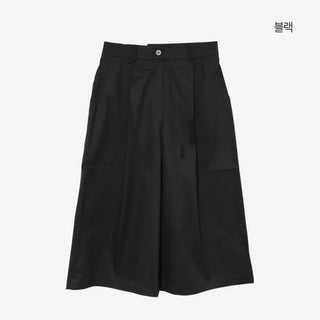 [3 colors] Flared Pintuck Bermuda Pants