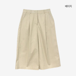 [3 colors] Flared Pintuck Bermuda Pants