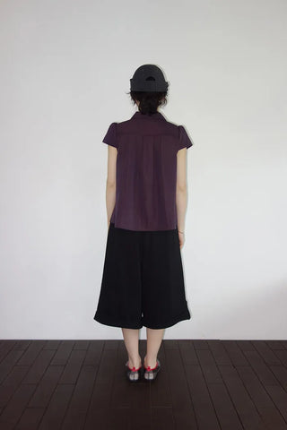 [4 colors] Motto Button Collar Blouse