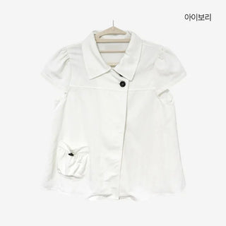 [4 colors] Motto Button Collar Blouse