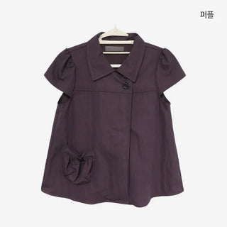 [4 colors] Motto Button Collar Blouse