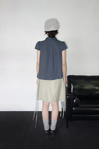 [4 colors] Motto Button Collar Blouse