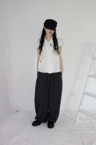 [4 colors] Motto Button Collar Blouse
