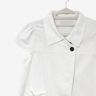 [4 colors] Motto Button Collar Blouse