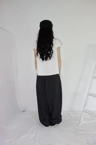 [2 colors] Nero Stripe Linen Balloon Pants