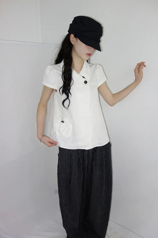 [2 colors] Nero Stripe Linen Balloon Pants