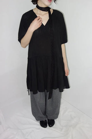 [2 colors] Nero Stripe Linen Balloon Pants
