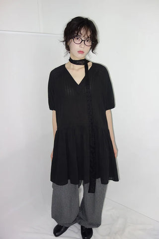 [2 colors] Nero Stripe Linen Balloon Pants