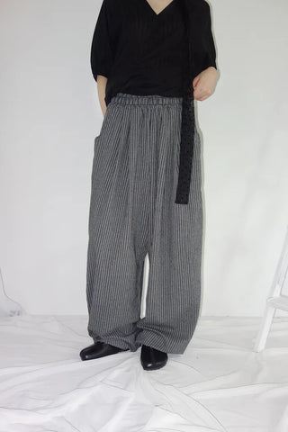 [2 colors] Nero Stripe Linen Balloon Pants