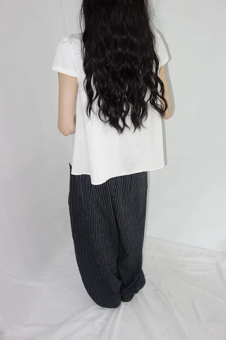 [2 colors] Nero Stripe Linen Balloon Pants