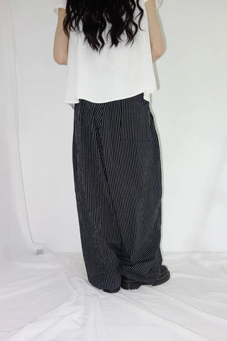 [2 colors] Nero Stripe Linen Balloon Pants