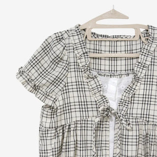 [2 colors] Aline Layered Check Blouse