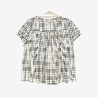 [2 colors] Aline Layered Check Blouse