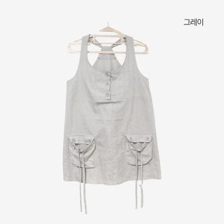[3 colors] Harling Sleeveless Pocket Mini Dress