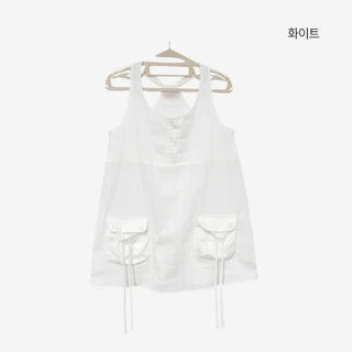 [3 colors] Harling Sleeveless Pocket Mini Dress