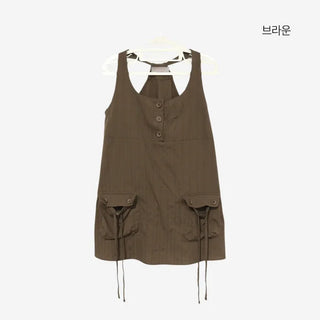[3 colors] Harling Sleeveless Pocket Mini Dress