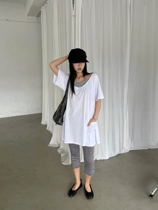 [2 colors] Layered Halter Neck Pocket Dress