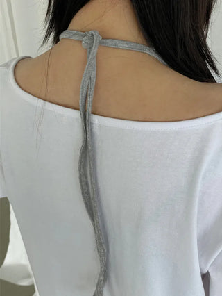 [2 colors] Layered Halter Neck Pocket Dress