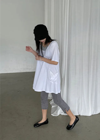 [2 colors] Layered Halter Neck Pocket Dress