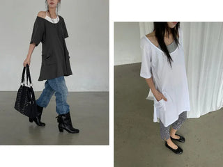 [2 colors] Layered Halter Neck Pocket Dress