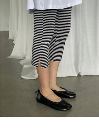 [2 colors] Striped French Leggings