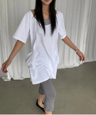 [2 colors] Striped French Leggings