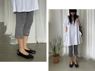 [2 colors] Striped French Leggings