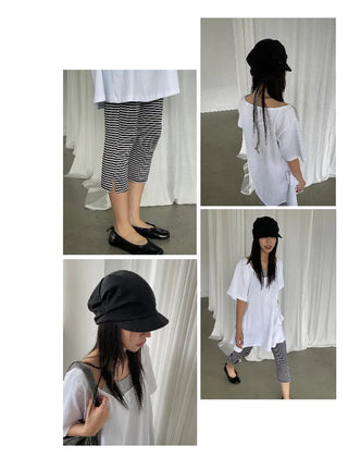 [2 colors] Striped French Leggings