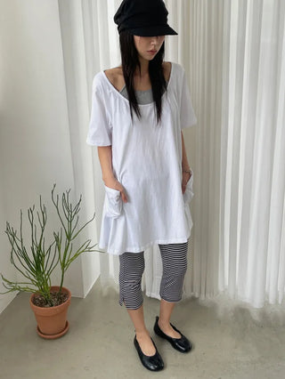 [2 colors] Striped French Leggings