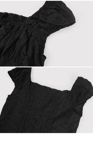 [Summer/Off-Shoulder/Travel Look] Marina Embroidery Short-Sleeve Blouse