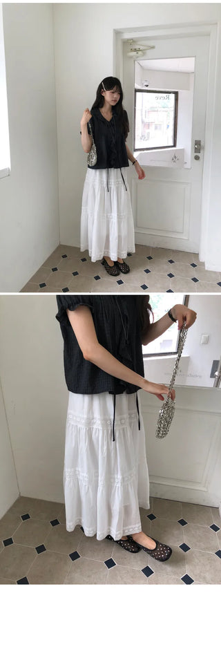 [2 colors] Lily Frill Check Short Sleeve Blouse